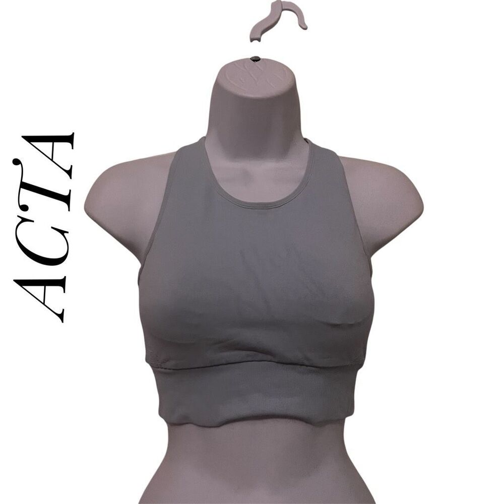 ACTA Wear Small Sports Bra Blue Open Back High Neck
